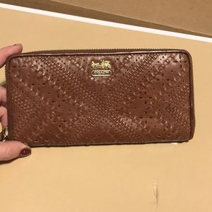 Coach Wallet Acorn Brown Laser Cut Leather